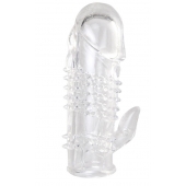 Прозрачная гелевая насадка с шипами и клиторальным отростком - 13 см. - Toyfa Basic - в Нефтекамске купить с доставкой
