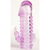 Закрытая фиолетовая насадка с 2 отростками - 13 см. - Toyfa Basic - в Нефтекамске купить с доставкой