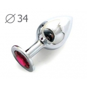 Коническая серебристая анальная втулка с малиновым кристаллом - 8,2 см. - Anal Jewelry Plug - купить с доставкой в Нефтекамске