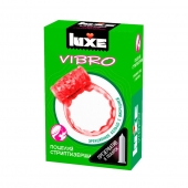 Розовое эрекционное виброкольцо Luxe VIBRO  Поцелуй стриптизёрши  + презерватив - Luxe - в Нефтекамске купить с доставкой