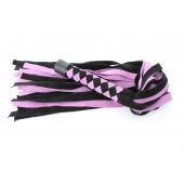 Черно-розовая плеть из замши - 58 см. - БДСМ Арсенал - купить с доставкой в Нефтекамске