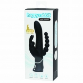 Черный перезаряжаемый вибратор Triple Curve Rechargeable Rabbit Vibrator - 25,4 см. - Happy Rabbit купить в Нефтекамске с доставкой в Orgasmix.ru Черный перезаряжаемый вибратор Triple Curve Rechargeable Rabbit Vibrator - 25,4 см. - Happy Rabbit