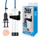 Прозрачная вакуумная вибропомпа Sex Expert с насадкой-вагиной - Sex Expert - в Нефтекамске купить с доставкой