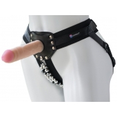 Черный пояс-трусики с насадкой  Гламур Dana  - 15,5 см. - LOVETOY (А-Полимер) - купить с доставкой в Нефтекамске