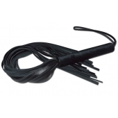 Чёрная кожаная плеть с жесткой ручкой - 63 см. - Sitabella - купить с доставкой в Нефтекамске