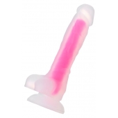 Прозрачно-розовый фаллоимитатор, светящийся в темноте, Clark Glow - 22 см. - ToyFa купить с доставкой в интернет-магазине Orgasmix в Нефтекамске Прозрачно-розовый фаллоимитатор, светящийся в темноте, Clark Glow - 22 см. - ToyFa