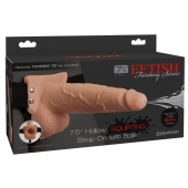 Телесный полый страпон с имитацией эякуляции 7.5  Hollow Squirting Strap-On with Balls Flesh - 21,6 см. - Pipedream - купить с доставкой в Нефтекамске
