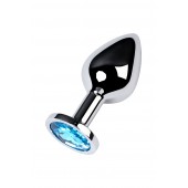 Серебристая конусовидная анальная пробка с голубым кристаллом - 8 см. - ToyFa - купить с доставкой в Нефтекамске