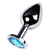 Серебристая конусовидная анальная пробка с голубым кристаллом - 8 см. - ToyFa - купить с доставкой в Нефтекамске