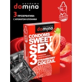 Презервативы для орального секса DOMINO Sweet Sex с ароматом клубничного коктейля  - 3 шт. - Domino - купить с доставкой в Нефтекамске