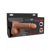 Кофейный перезаряжаемый вибрострапон 7  Hollow Rechargeable Strap-on with Balls - 20,3 см. - Pipedream - купить с доставкой в Нефтекамске