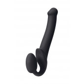Черный безремневой страпон Silicone Bendable Strap-On M - Strap-on-me - купить с доставкой в Нефтекамске