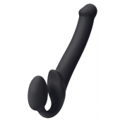 Черный безремневой страпон Silicone Bendable Strap-On M - Strap-on-me - купить с доставкой в Нефтекамске
