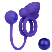 Фиолетовое эрекционное кольцо с утяжелителем Silicone Rechargeable Dual Rockin Rim Enhancer - California Exotic Novelties - в Нефтекамске купить с доставкой