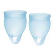 Набор голубых менструальных чаш Feel confident Menstrual Cup - Satisfyer - купить с доставкой в Нефтекамске