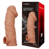 Телесная насадка на фаллос с отверстием для мошонки EXTREME SLEEVE - 17,6 см. - KOKOS - в Нефтекамске купить с доставкой