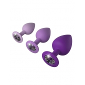 Набор из 3 фиолетовых анальных пробок со стразами Little Gems Trainer Set - Pipedream - купить с доставкой в Нефтекамске