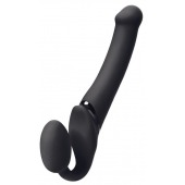 Черный безремневой вибрострапон Silicone Bendable Strap-On M - Strap-on-me - купить с доставкой в Нефтекамске