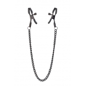 Черные зажимы на соски на цепочке BLAZE DELUXE NIPPLE CLAMPS - Dream Toys - купить с доставкой в Нефтекамске