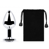 Серебристая анальная пробка с прозрачным стразом - 7,2 см. - Anal Jewelry Plug - купить с доставкой в Нефтекамске Серебристая анальная пробка с прозрачным стразом - 7,2 см. - Anal Jewelry Plug - купить с доставкой в Нефтекамске