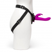 Лиловый страпон Rechargeable Vibrating Strap-On Harness Set - 17,6 см. - Happy Rabbit - купить с доставкой в Нефтекамске