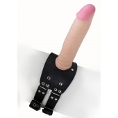 Черный узкий пояс на бедро с телесной насадкой - LOVETOY (А-Полимер) - купить с доставкой в Нефтекамске