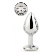 Серебристая анальная втулка с прозрачным кристаллом - 7,1 см. - Dream Toys - купить с доставкой в Нефтекамске