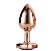 Золотистая анальная втулка с кристаллом-сердечком розового цвета - 7,1 см. - Dream Toys - купить с доставкой в Нефтекамске