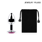 Серебристая анальная пробка с малиновым кристаллом - 7,2 см. - Anal Jewelry Plug - купить с доставкой в Нефтекамске