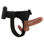 Страпон с вагинальной пробкой и вибрацией Ultra Passionate Harness - 16 см. - Baile - купить с доставкой в Нефтекамске