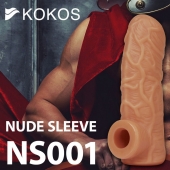 Телесная открытая насадка-реалистик с подхватом мошонки Nude Sleeve L - 14 см. - KOKOS - в Нефтекамске купить с доставкой