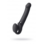 Черный безремневой вибрострапон Vibrating Bendable Strap-On L - Strap-on-me - купить с доставкой в Нефтекамске