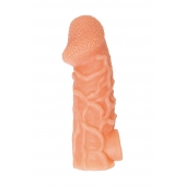 Телесная закрытая насадка с венками Cock Sleeve Size S - 13,8 см. - KOKOS - в Нефтекамске купить с доставкой