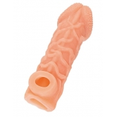 Телесная закрытая насадка с венками Cock Sleeve Size S - 13,8 см. - KOKOS - в Нефтекамске купить с доставкой