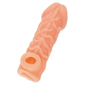Телесная закрытая насадка с венками Cock Sleeve Size L - 17,6 см. - KOKOS - в Нефтекамске купить с доставкой