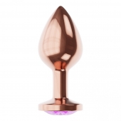 Пробка цвета розового золота с фиолетовым кристаллом Diamond Amethyst Shine S - 7,2 см. - Lola Games - купить с доставкой в Нефтекамске