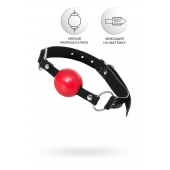 Красный кляп-шар на черных ремешках Anonymo - ToyFa - купить с доставкой в Нефтекамске