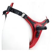 Красно-черный женский пояс с 2 способами крепления насадок - LOVETOY (А-Полимер) - купить с доставкой в Нефтекамске