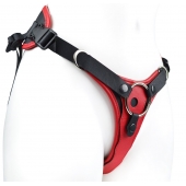 Красно-черный женский пояс с 2 способами крепления насадок - LOVETOY (А-Полимер) - купить с доставкой в Нефтекамске