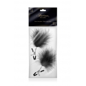 Зажимы на соски с черными пуховыми кисточками Sweet Caress Feather Nipple Clumps - Sweet Caress - купить с доставкой в Нефтекамске