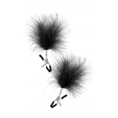Зажимы на соски с черными пуховыми кисточками Sweet Caress Feather Nipple Clumps - Sweet Caress - купить с доставкой в Нефтекамске