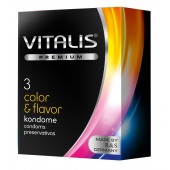 Цветные ароматизированные презервативы VITALIS PREMIUM color   flavor - 3 шт. - Vitalis - купить с доставкой в Нефтекамске