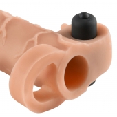 Телесная вибронасадка с кольцом Vibrating Real Feel 2 Extension - 16 см. - Pipedream - в Нефтекамске купить с доставкой
