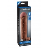 Коричневая насадка с кольцом Perfect 2 Extension with Ball Strap - 19 см. - Pipedream - в Нефтекамске купить с доставкой