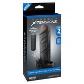 Чёрная вибронасадка с кольцом Vibrating Real Feel 2 Extension - 16 см. - Pipedream - в Нефтекамске купить с доставкой
