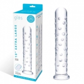 Прозрачный стеклянный фаллос с массажным рельефом 10  Extra Large Glass Dildo - 25,5 см. - Glas