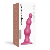 Розовая насадка Strap-On-Me Dildo Plug Beads size L - Strap-on-me - купить с доставкой в Нефтекамске