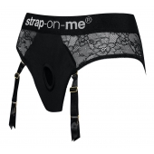 Черные трусики для насадок Diva Lingerie Harness - size S - Strap-on-me - купить с доставкой в Нефтекамске