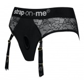 Черные трусики для насадок Diva Lingerie Harness - size L - Strap-on-me - купить с доставкой в Нефтекамске