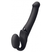 Черный безремневой вибрострапон Silicone Bendable Strap-On - size XL - Strap-on-me - купить с доставкой в Нефтекамске
